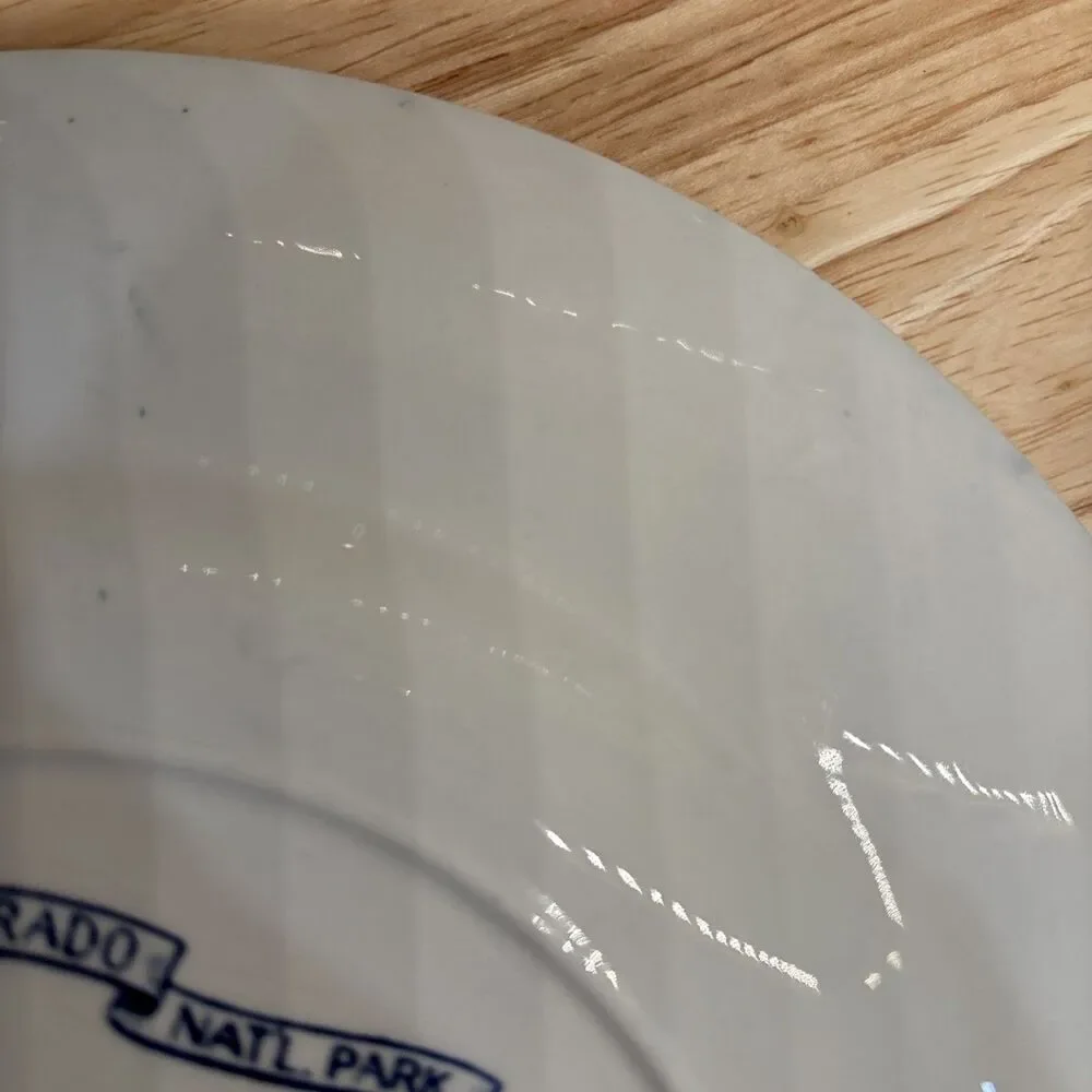 Vintage Rocky Mtn Nat’l Park Fine Straffordshire Ware Blue White Souvenir Plate